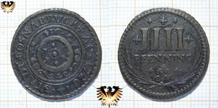 Osnabrvck Stadt, 1726 I W, IIII Pfenning, 4 Pfennig Münze