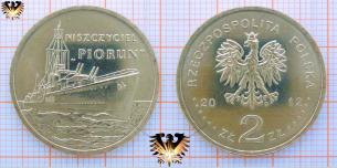 2 Zloty 2012, Polen, Niszczyciel Piorun, Kriegsschiff / Zerstörer, Nordic Gold 