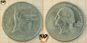 Quarter Dollar, USA, 2001, D, New York 1788, Gateway to Freedom
