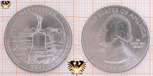 Quarter Dollar, USA, 2011, P, Gettysburg, Pennsylvania,  Vorschaubild