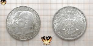 Zwei Reichsmark Hessen, Kaiserreich Silbermünze, 1904 A, Philipp von Hessen.