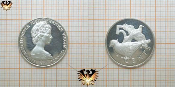 Motivmünze - zum silbernen Krönungsjubiläum von Elisabeth der II. von England, im Jahr 1977 von den britischen Jungferninseln ausgegeben.
