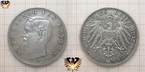 Bayern 2 Mark, 1912, Reichsmünze, König Otto von Bayern   © AuKauf.de